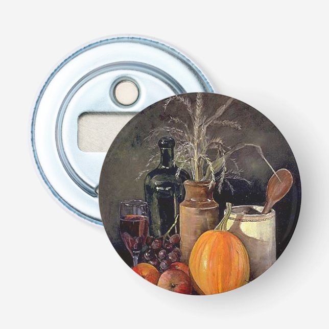 Autumn Decorations on Table, Pumpkin, Fruit, Drink Bottle Opener (Front)