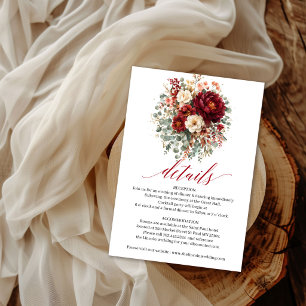 Autumn Deep Red Floral Boho Eucalyptus Details   Enclosure Card