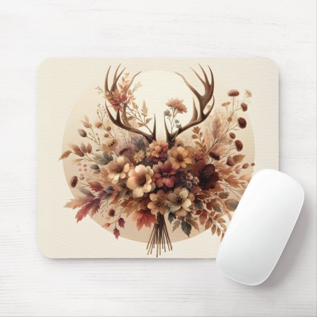 Autumn Deer Antler Bouquet Mouse Pad (With Mouse)