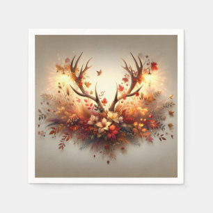 Autumn Deer Antler Bouquet Napkin