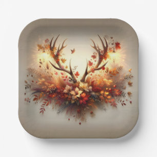 Autumn Deer Antler Bouquet Paper Plate