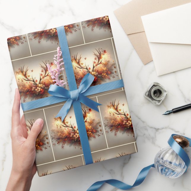 Autumn Deer Antler Bouquet Wrapping Paper (Gifting)