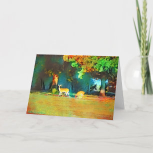 Autumn Deer Art Note Card