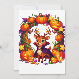 Autumn Deer in Pumpkin Frame Invitation