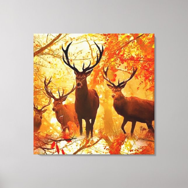 Autumn Deer Pattern Canvas Print (Front)