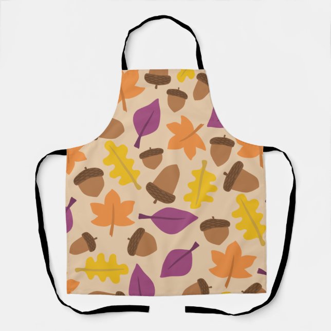 Autumn design kitchen linen apron (Front)