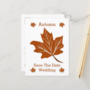 Autumn Design Wedding Save The Date Announcement Postcard