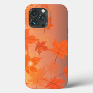 Autumn design with maple leaves and bokeh effect   iPhone 13 pro case