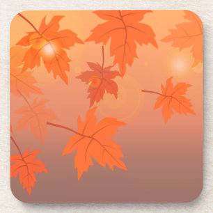 Autumn design with maple leaves and bokeh effect coaster