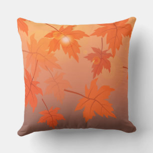 Autumn design with maple leaves and bokeh effect cushion