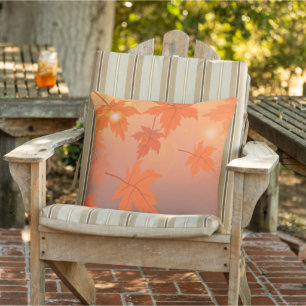 Autumn design with maple leaves and bokeh effect cushion