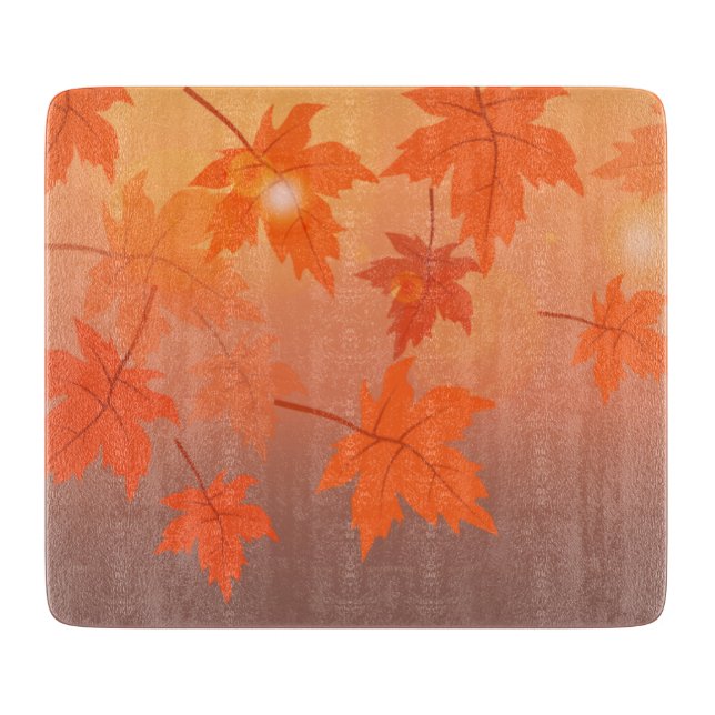 Autumn design with maple leaves and bokeh effect   cutting board (Front)