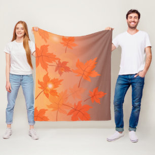 Autumn design with maple leaves and bokeh effect fleece blanket