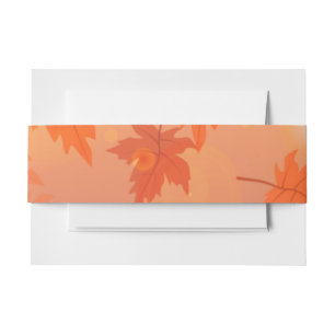 Autumn design with maple leaves and bokeh effect invitation belly band