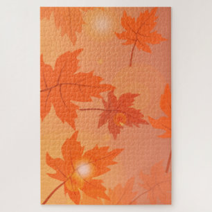 Autumn design with maple leaves and bokeh effect   jigsaw puzzle