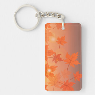 Autumn design with maple leaves and bokeh effect  key ring