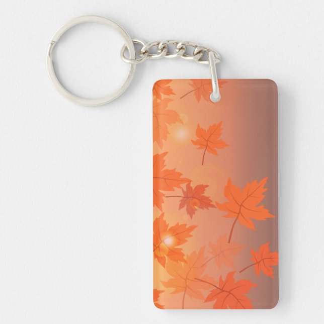 Autumn design with maple leaves and bokeh effect  key ring (Front)
