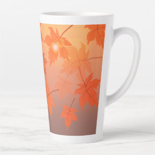 Autumn design with maple leaves and bokeh effect  latte mug