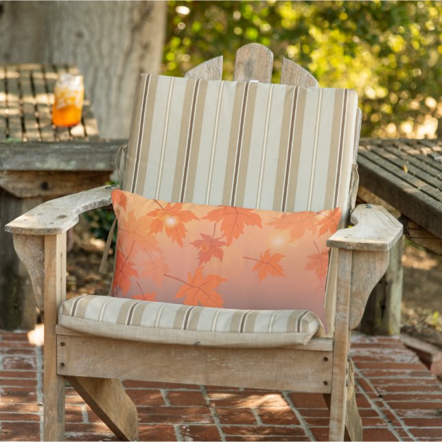 Autumn design with maple leaves and bokeh effect  lumbar cushion (Chair)