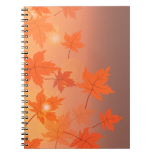 Autumn design with maple leaves and bokeh effect notebook