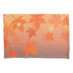Autumn design with maple leaves and bokeh effect   pillowcase