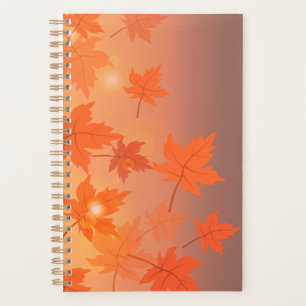 Autumn design with maple leaves and bokeh effect planner