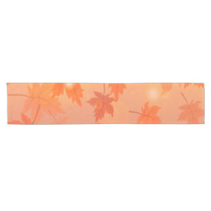 Autumn design with maple leaves and bokeh effect   short table runner