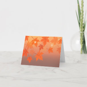 Autumn design with maple leaves and bokeh effect thank you card