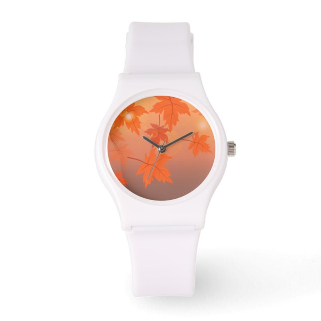 Autumn design with maple leaves and bokeh effect   watch (Front)