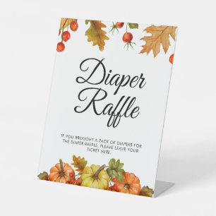 Autumn Diaper Raffle Pumpkin Foliage Fall Pedestal Sign