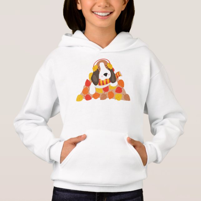 Autumn Dog, Cute Dog, Basset Hound, Autumn Leaves (Front)