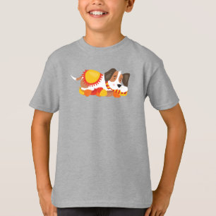 Autumn Dog, Cute Dog, Sleeping Dog, Autumn Leaves T-Shirt