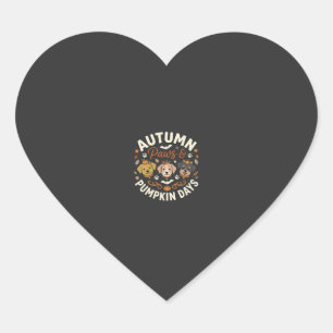 Autumn Dog Pumpkin Paws Heart Sticker