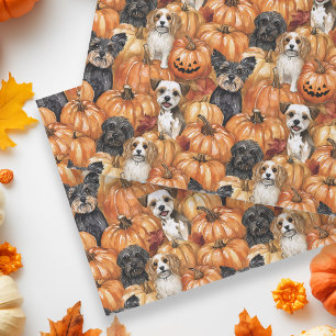 Autumn Dogs in a Pumpkin Patch Halloween Tissue Paper