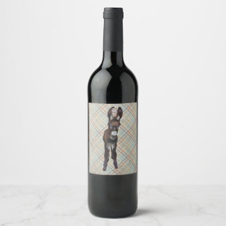 AUTUMN DONKEY & PLAID OWL WINE LABEL
