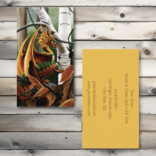 Autumn Dragon Orange Green Fantasy Business Card