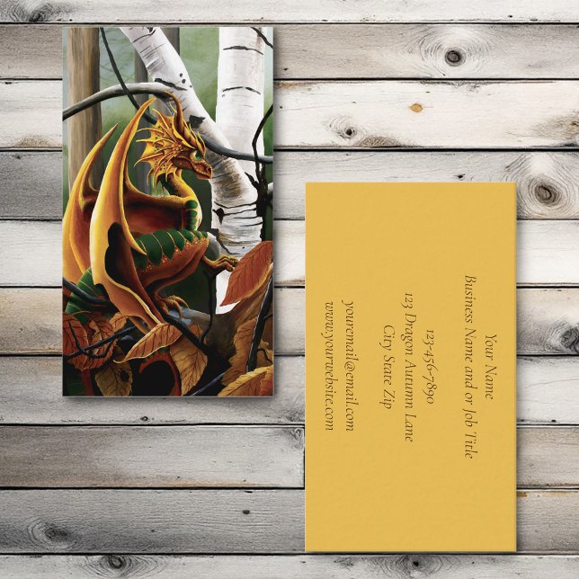 Autumn Dragon Orange Green Fantasy Business Card (Creator Uploaded)
