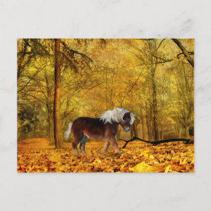 Autumn draught horse postcard