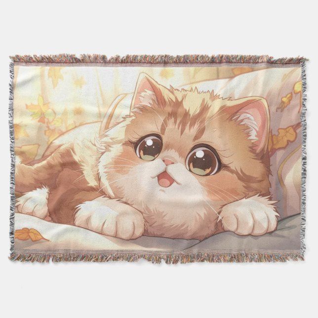  “Autumn Dream Scottish Fold Throw Blanket” (Front)