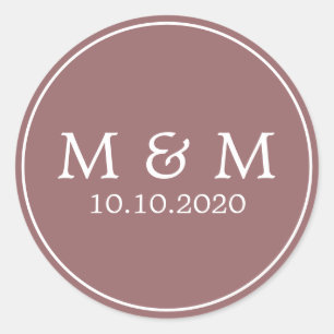 Autumn Dream Wedding Classic Monogram Classic Round Sticker