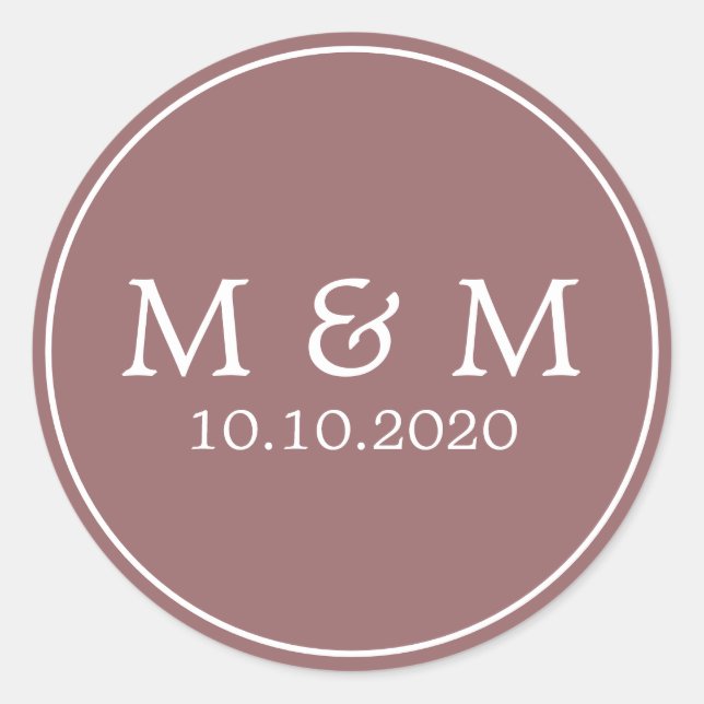 Autumn Dream | Wedding Classic Monogram Round Sticker (Front)
