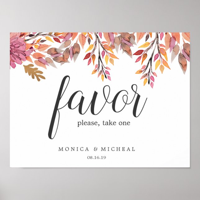 Autumn Dream | Wedding Favour Sign (Front)