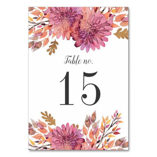 Autumn Dream | Wedding Number Table Number (Front)