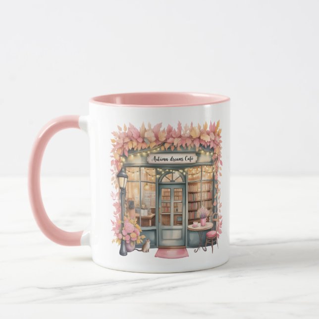 Autumn Dreams Café Mug — Cozy Floral Bookshop  (Left)