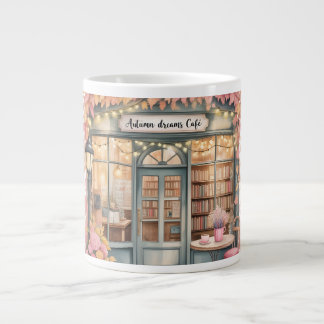 Autumn Dreams Café Tasses — Cozy Floral Bookshop Large Coffee Mug