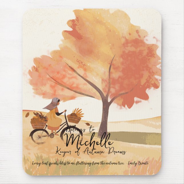 Autumn Dreams Personalised Girl's  Mouse Pad (Front)