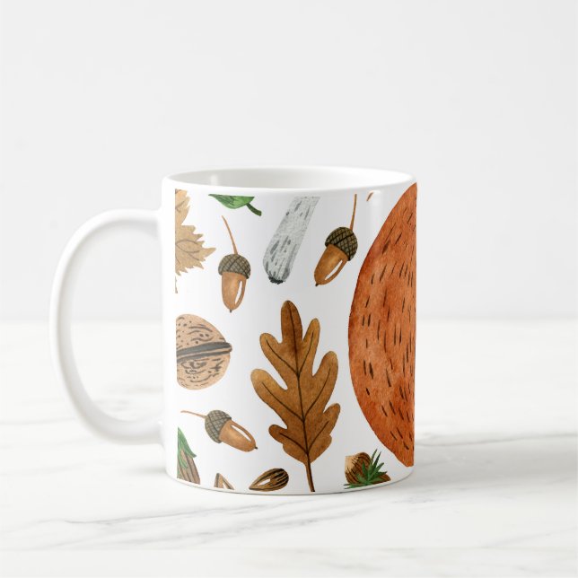Autumn Dreams: Watercolor Squirrel Haven Coffee Mug (Left)