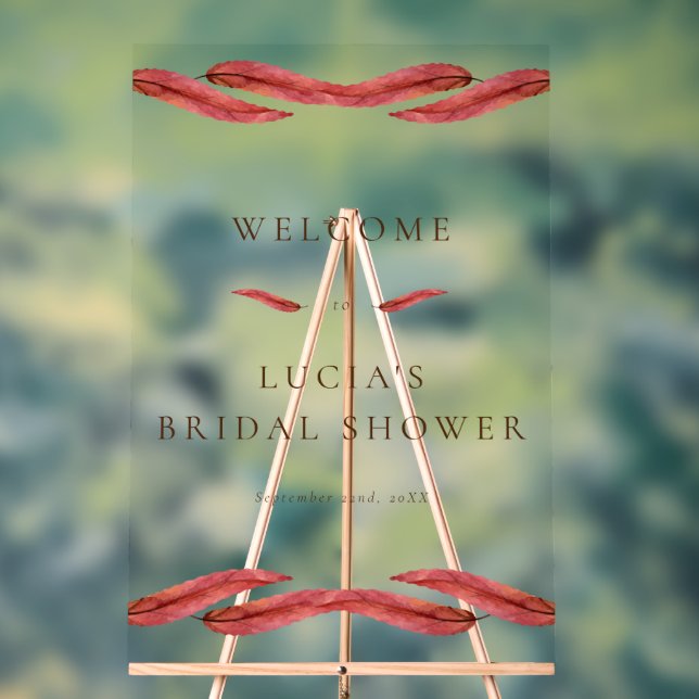 Autumn Dry Leaf Watercolor Bridal Shower Acrylic Sign (Neutral)