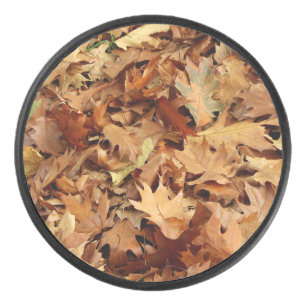 autumn, dry leaves hockey puck