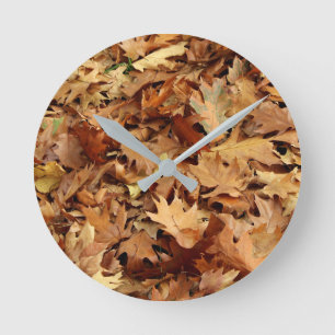 autumn, dry leaves round clock